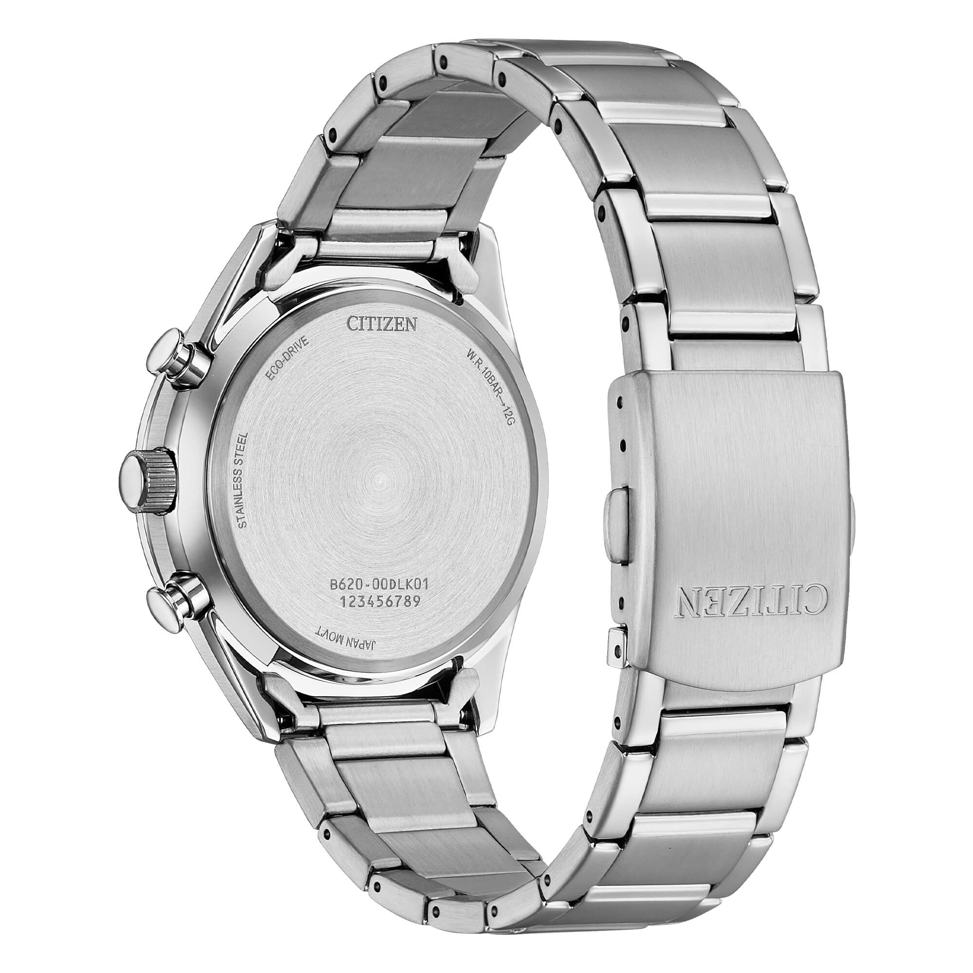 Orologio Citizen Eco-Drive cronografo in acciaio con quadrante grigio a fantasia